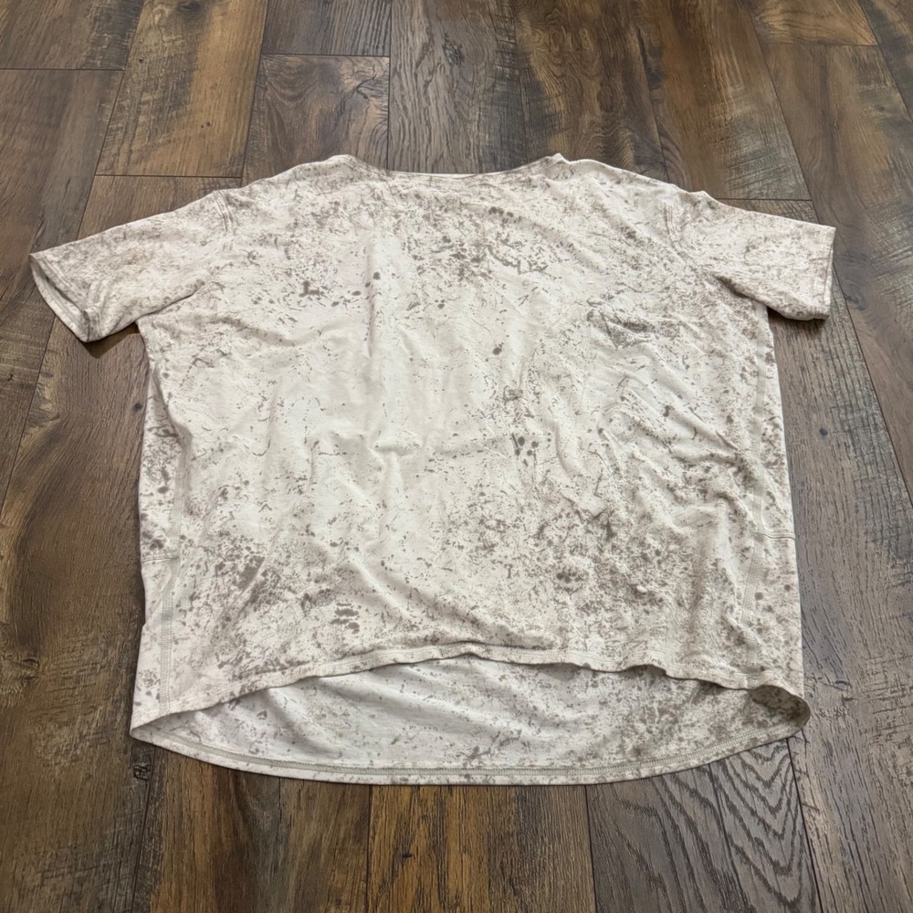 Lululemon Back in Action Short Sleeve Tee Marble Acid Wash Tan Relaxed Size M